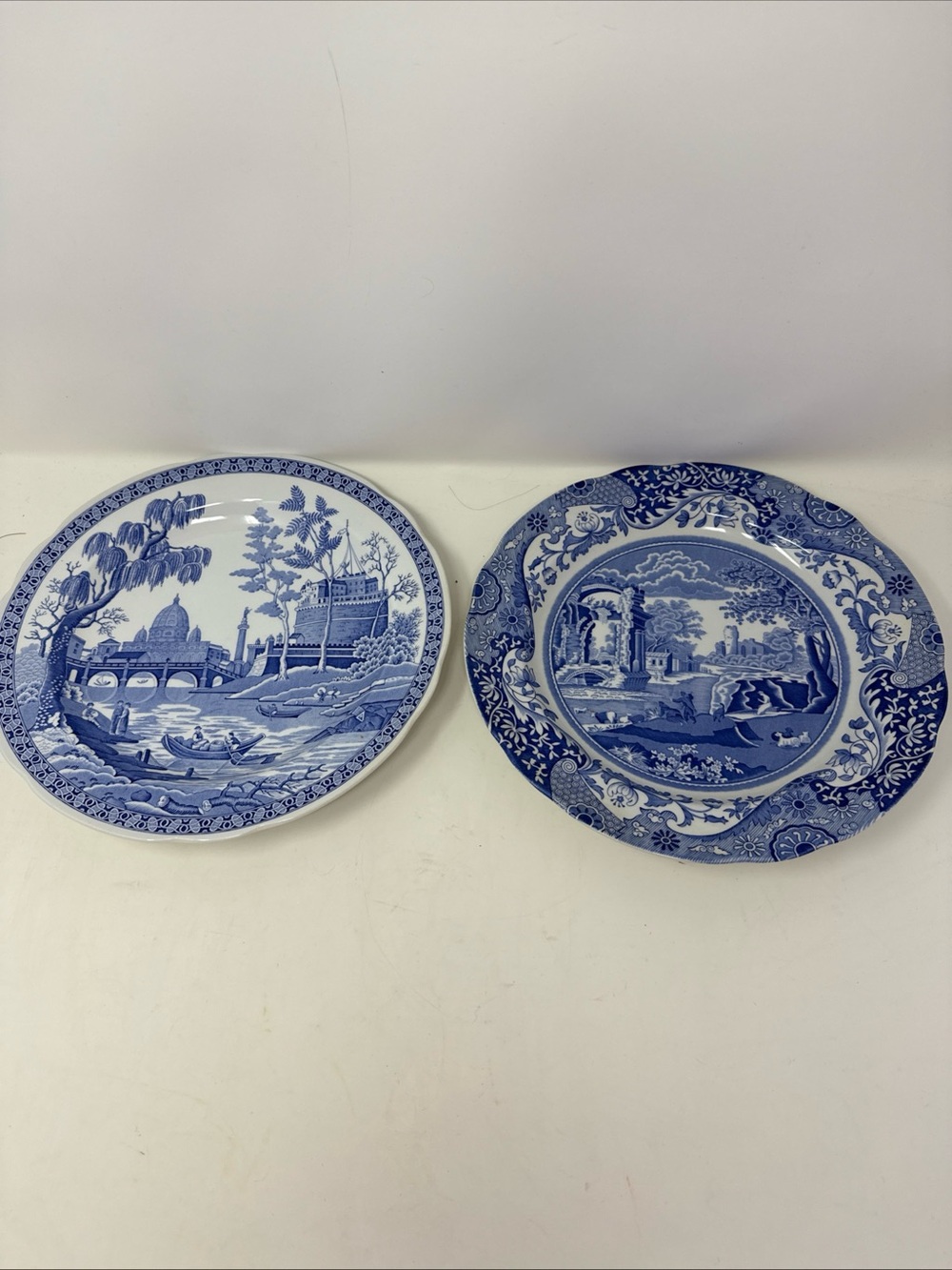 The Spode Blue Room Collection Set Of Countryside Views And Rome Dinner Plates